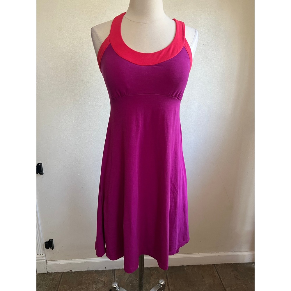 Prana Purple Pink Racerback Activewear Dress Empire Waist Yoga Hiking Womens‎ S